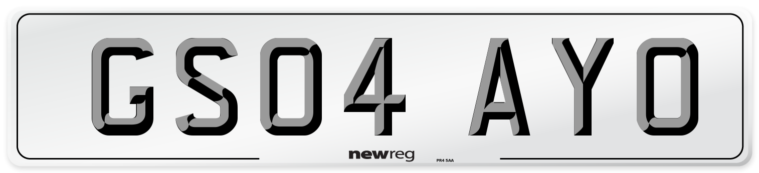 GS04 AYO Number Plate from New Reg
